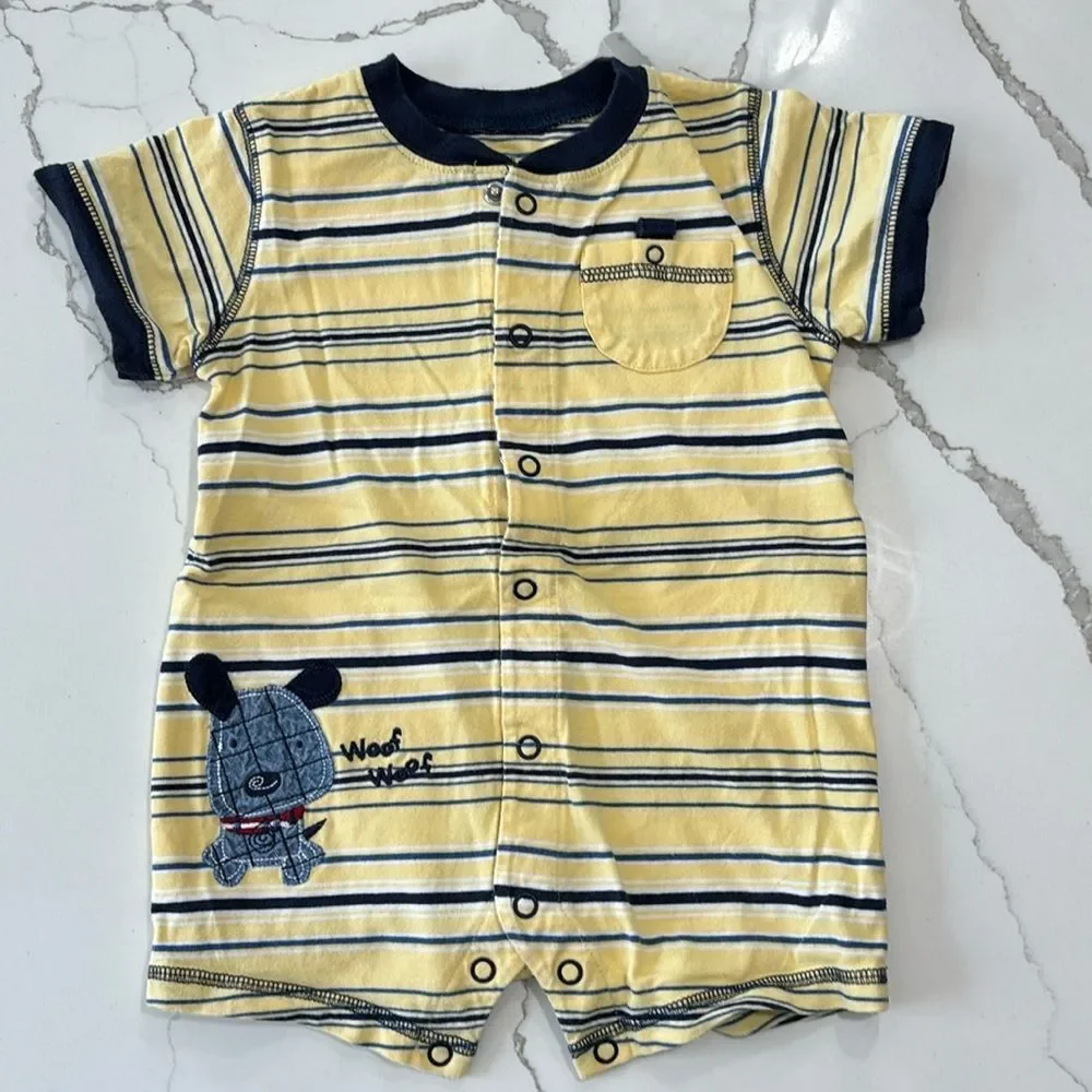Carter’s | Baby Boys Yellow Navy Striped Romper Unisex Girls Infant
